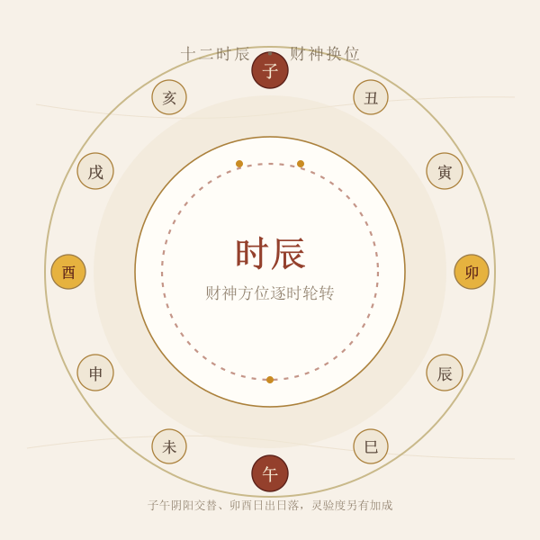 十二时辰财神方位轮转与灵验度示意