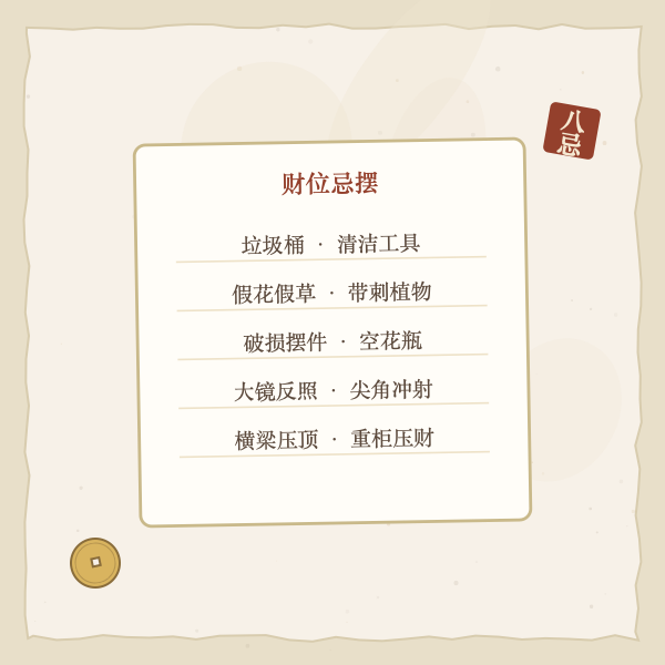 财位忌摆物件图