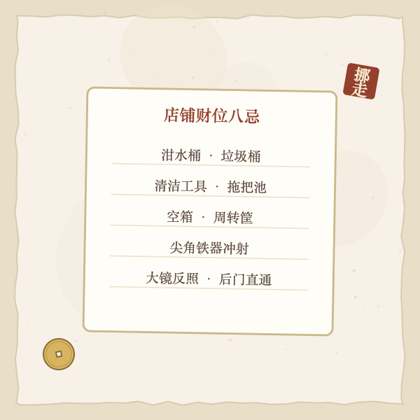 店铺财位忌摆物件图