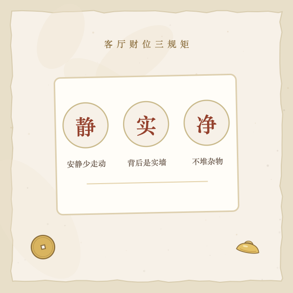 财位宜静宜实宜净三规矩图